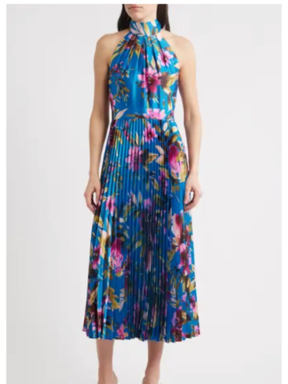 Eliza J Floral High Neck Midi Dress